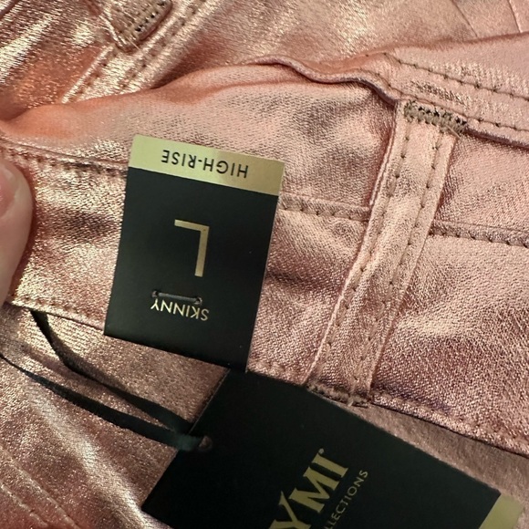 NWT YMI Skinny Rose Pink Metallic Pants - Picture 4 of 6